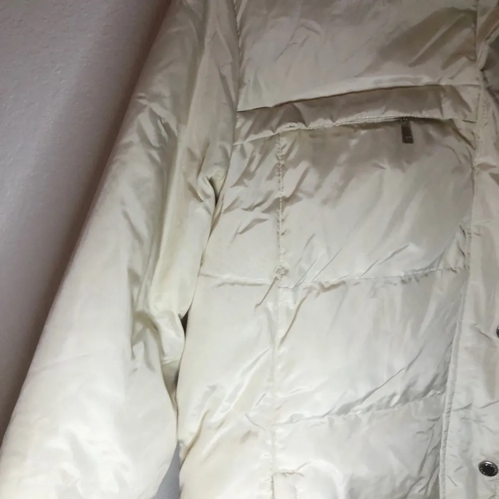 MICHAEL Michael Kors Jacket Cream Down Hooded Jacket Sz L EUC Fur Trim Hood - Image 7