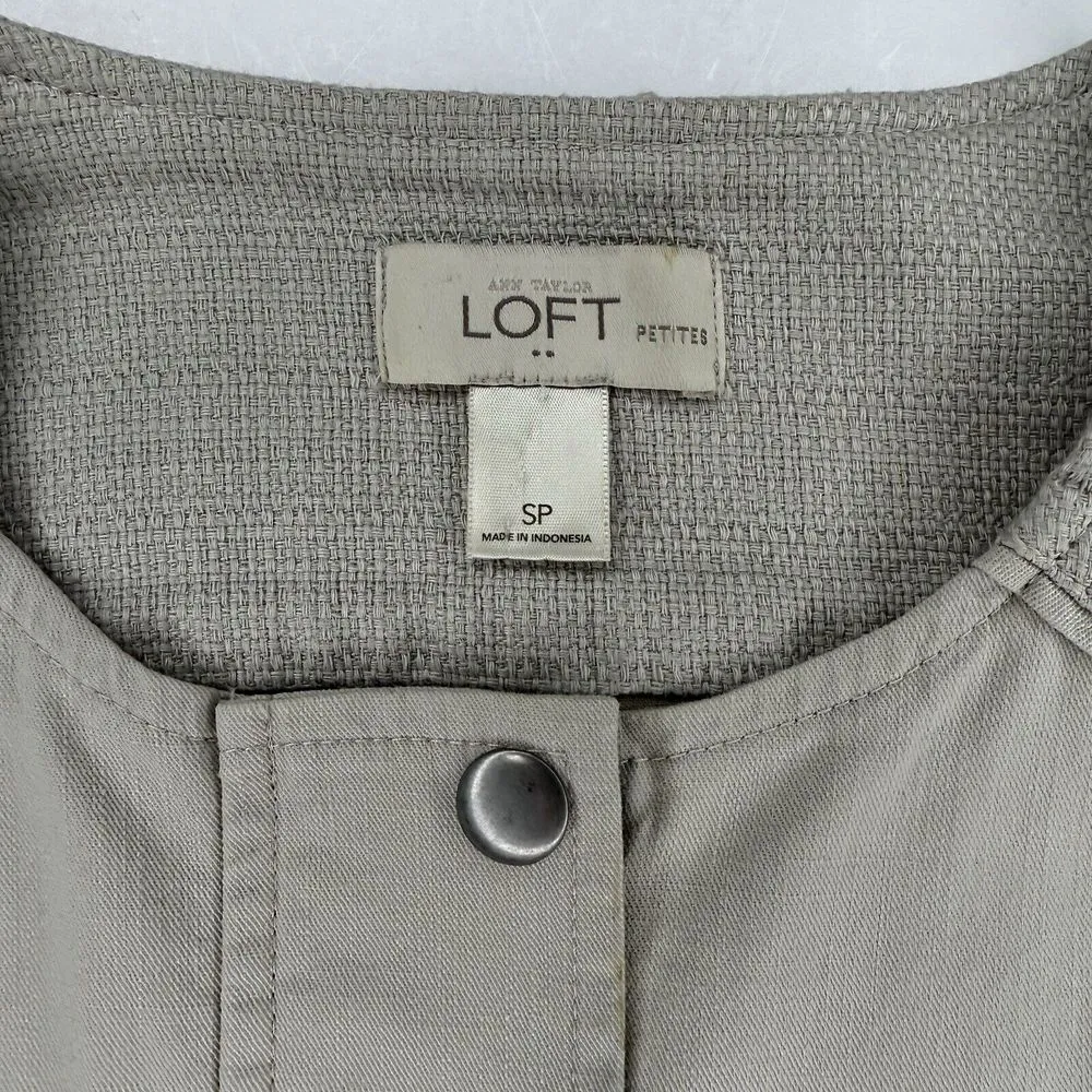 Ann Taylor Loft Petite Womens Jacket SP Beige Coat Military Cargo Utility Safari - Image 3