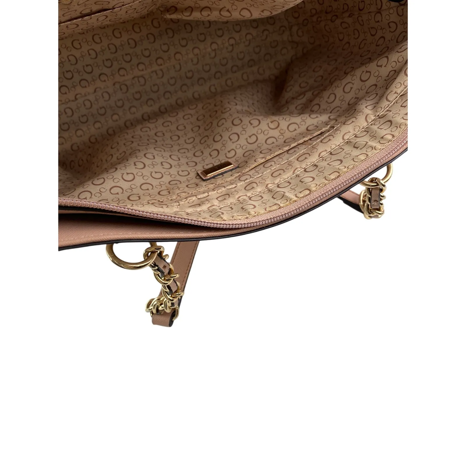 Guess Culkin Women's Beige Logo Monochrome Leather Shoulder Tote Bag Handbag OS - Image 5