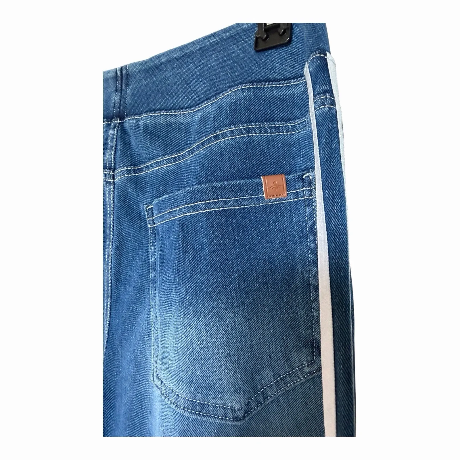 Halara Flex Women High Waisted Stripe Wide Leg Flowy Jeans Pockets Large NWOT - Image 7