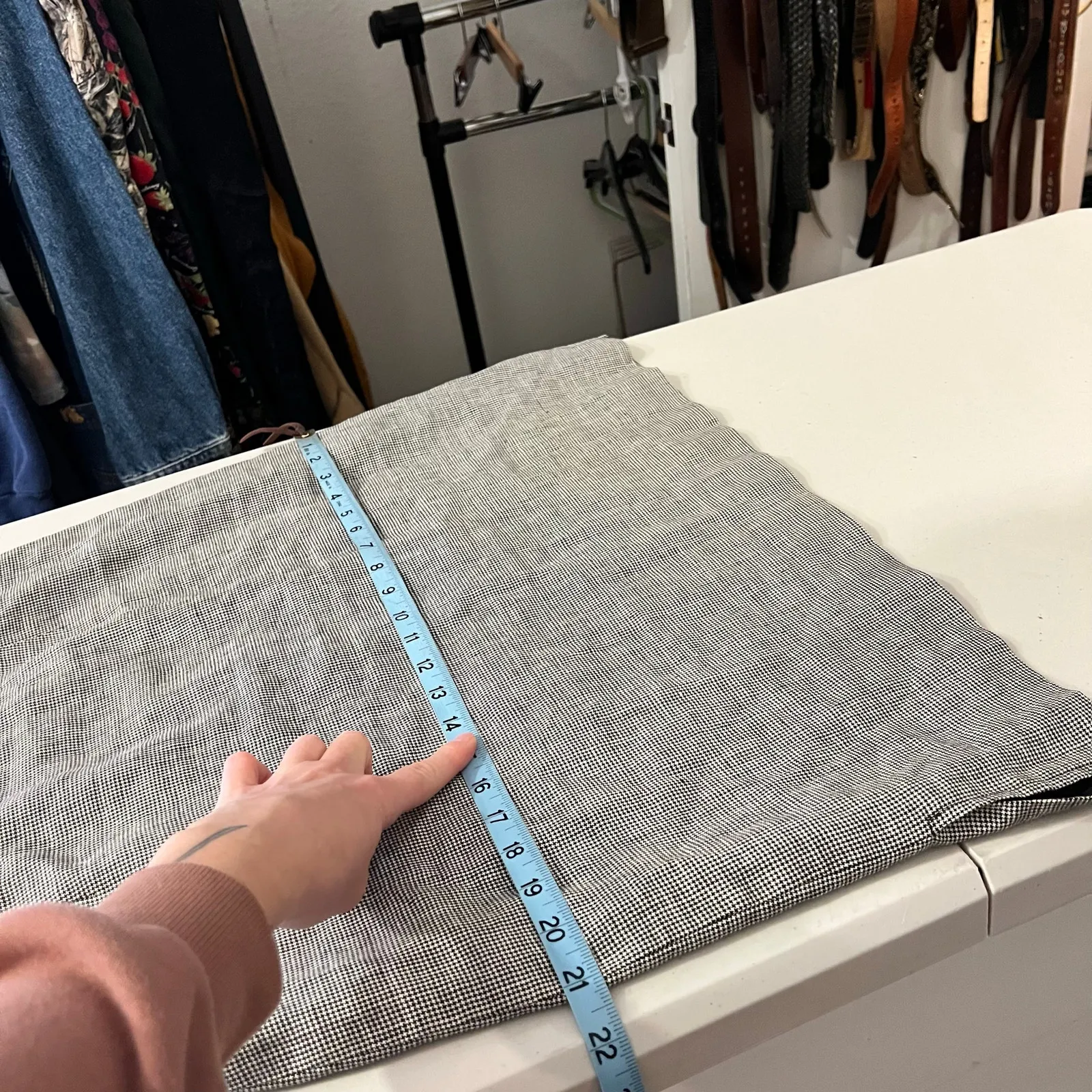 Vintage 90s Talbots Herringbone 100% Irish Linen Mini Skirt Size 12 - Image 11