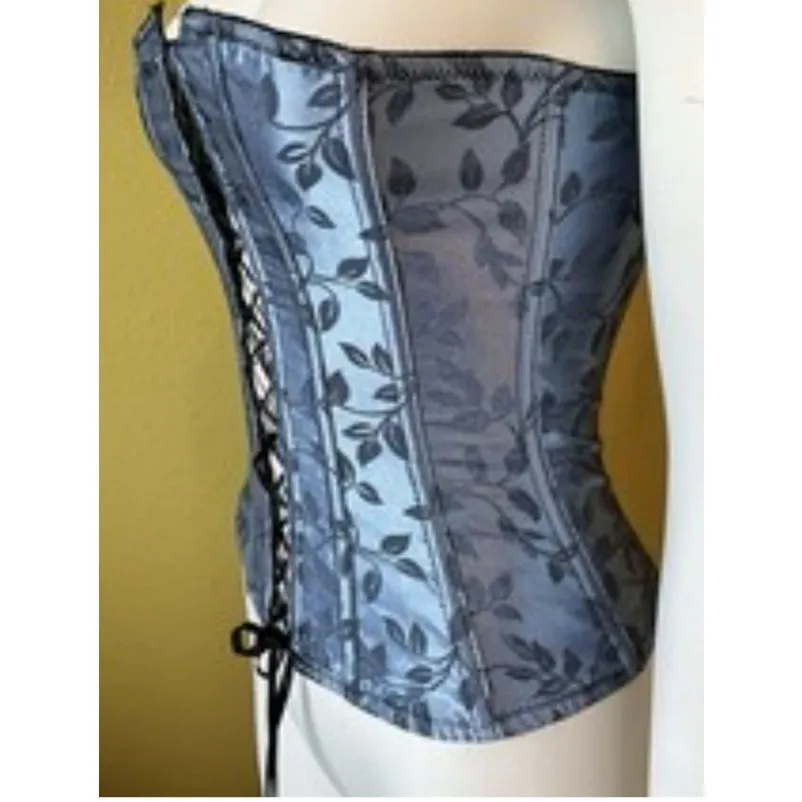 Victoria’s Secret Y2K Gothic Corset Top Size M Blue Floral Satin NWT Sexy - Image 9