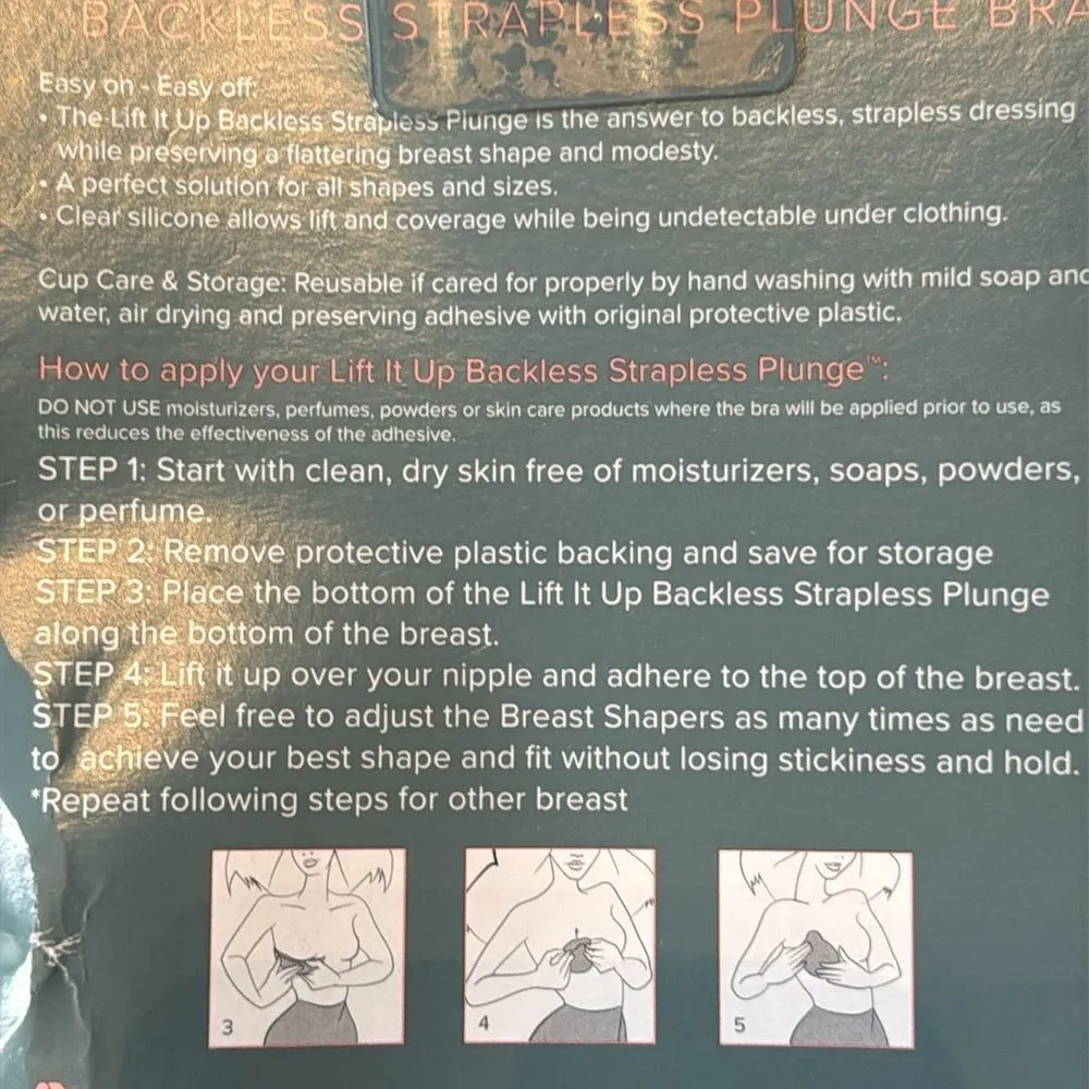 Lift It Up Backless Strapless Plunge Bra Silicone Fashion Forms Nude Size D Tan - Image 6