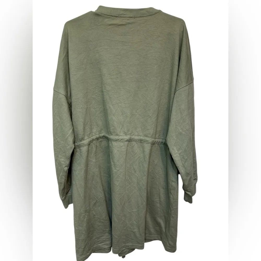 Missguided pocket detail tie waist sweater mini dress in sage Green Size 14 - Image 2