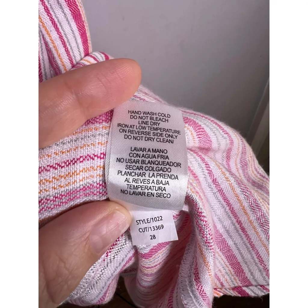 52seven Striped Tiered Midi Dress – Belted XL – Pink/Orange Cottagecore Casual Pink - Image 6