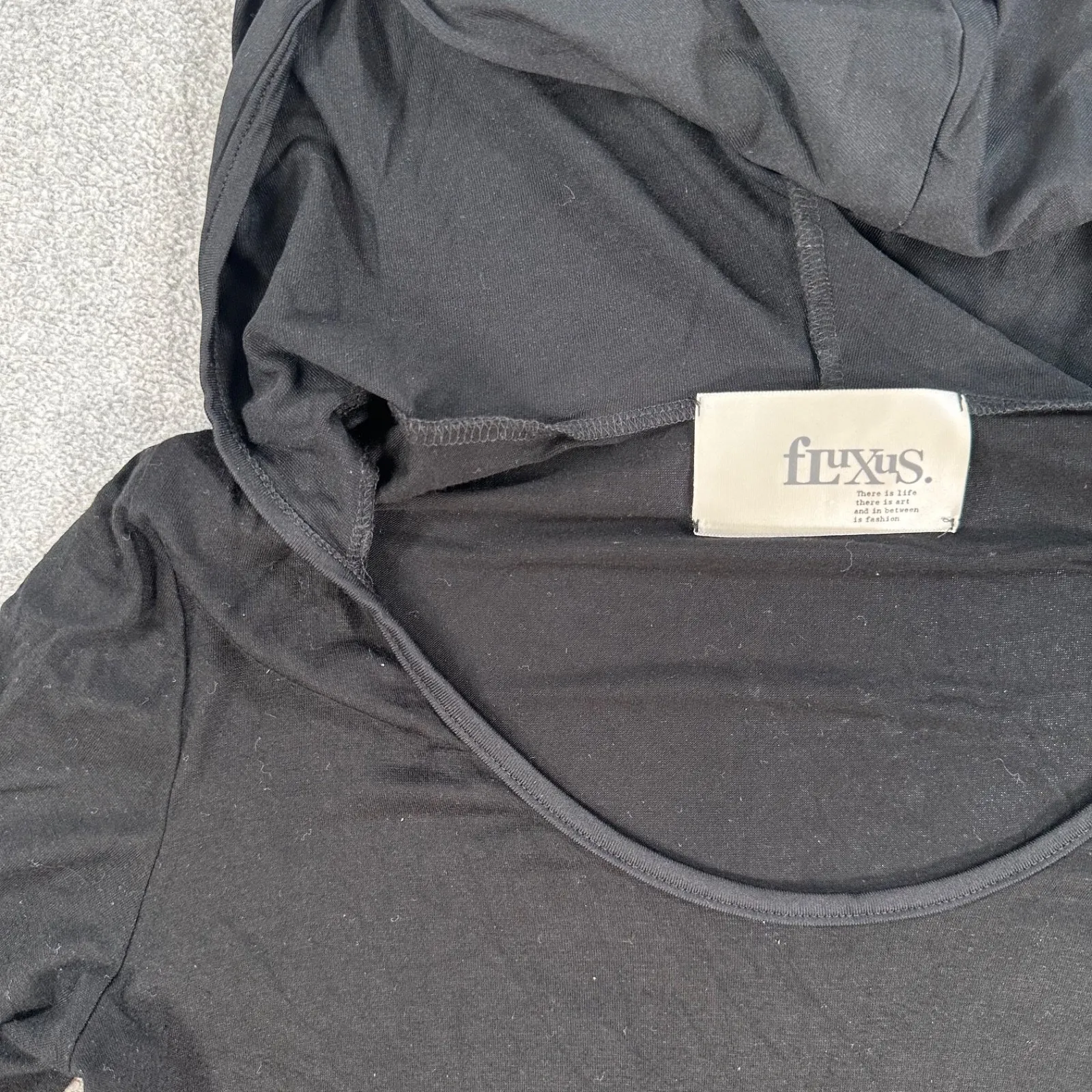 FluXus Hooded Jersey Dress Women's Small Black Long Sleeve Casual Comfortable - Image 3