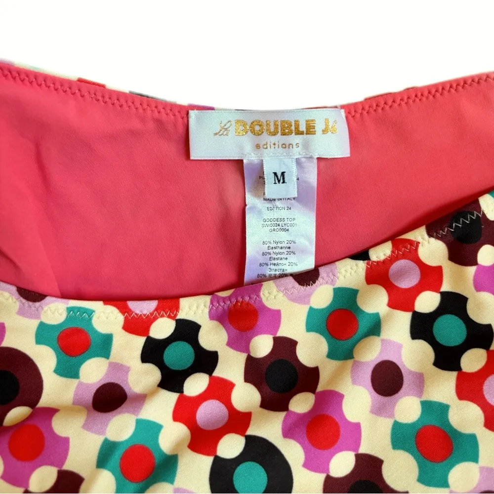 NWOT La Double J Goddess Lycra Reversible Top in Groovy Dot Giallo Size M Pink Size M - Image 8