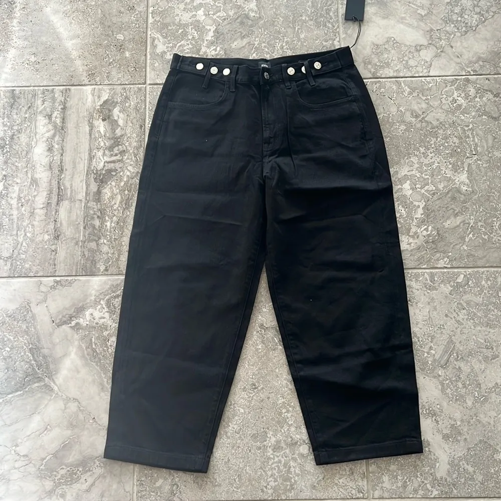 Anthropologie’s Edwin Maiia Cropped Wide Leg Jeans, Black Size S New w/Tag $228 - Image 5