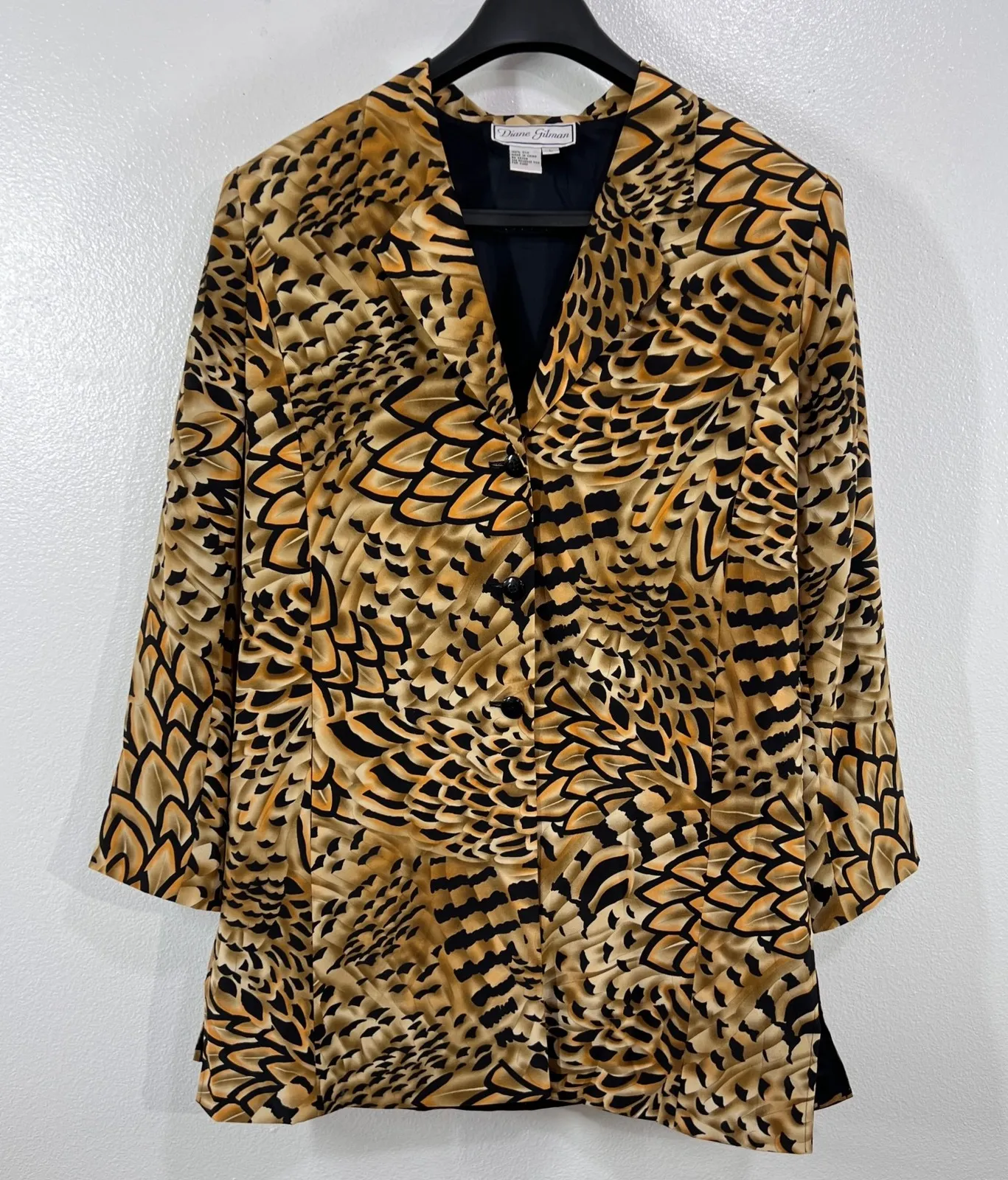 Diane Gilman 100% Silk Blazer Large Vintage Animal Print Statement Jacket - Image 1