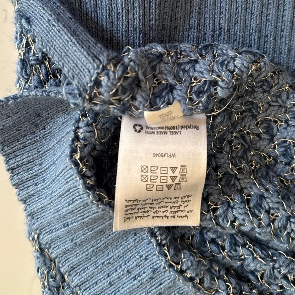 I.N.C. Women's Blue Sweater with silver metallic threads. Size Medium. Blue - Image 6