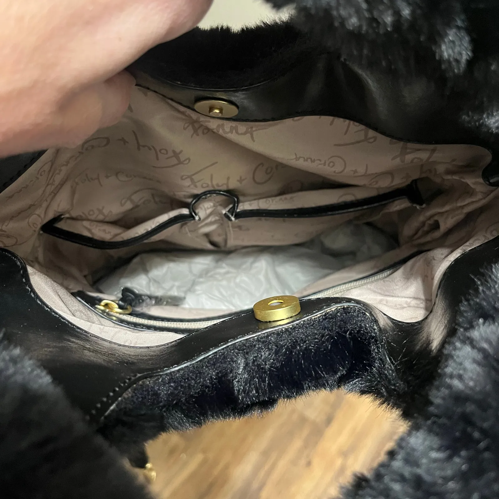 Foley + Corinna Women's Hygge Tower Black Faux Fur Purse. NEW - Image 4