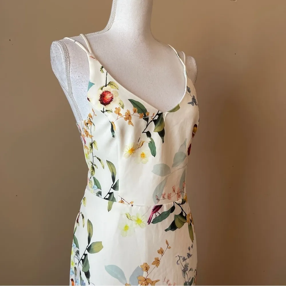 OASIS | Cream Floral Strappy Midi Dress Sz 12 - Image 7