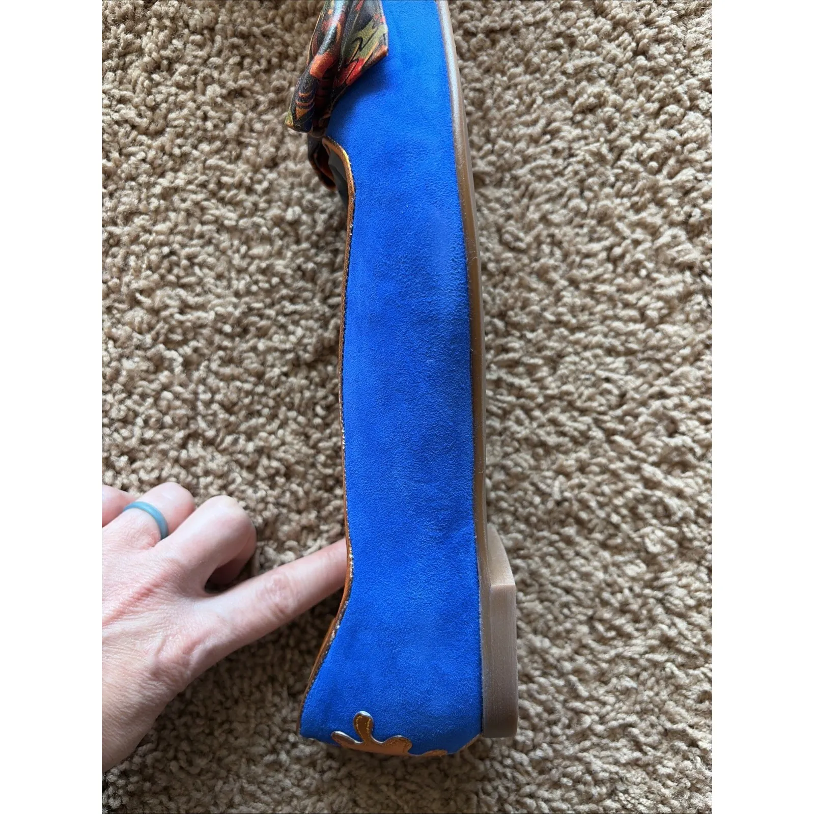 Dream Walkers SANDRA Wearable Art Suede Pointed Flat Shoes EU 41 Handmade NEW Blue Size 10 - Image 6