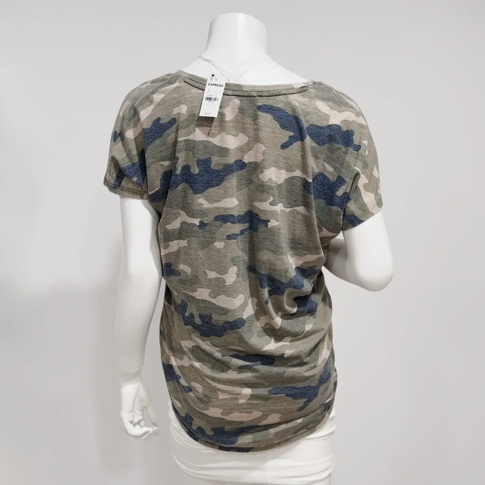 Express Women's Green Camouflage Short Sleeve T-shirt Tee Shirt Top Size S - Image 3