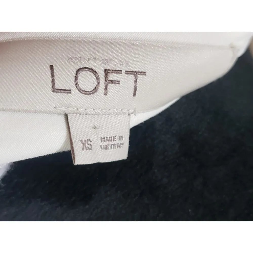 Loft Blouse Top Womens XS White High Low Polyester Long Sleeve V Neck Pullover - Image 3