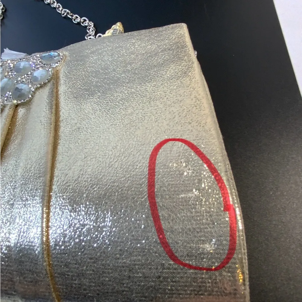 Kate Landry Gold Lame jewel bling clutch/shoulder bag - Image 8