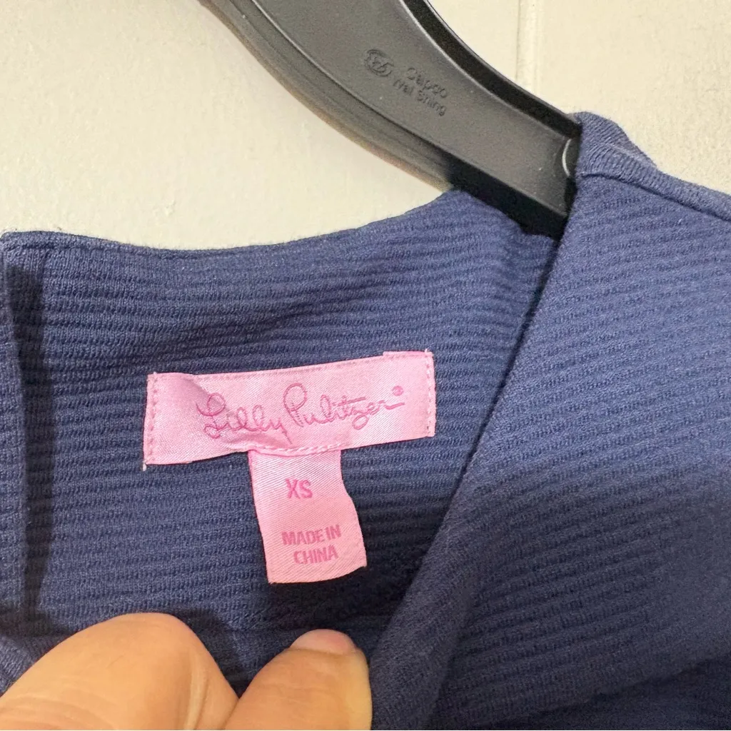 Lilly Pulitzer Layton Shift Dress Navy Blue Short Sleeve Style 82420 Size XS - Image 3