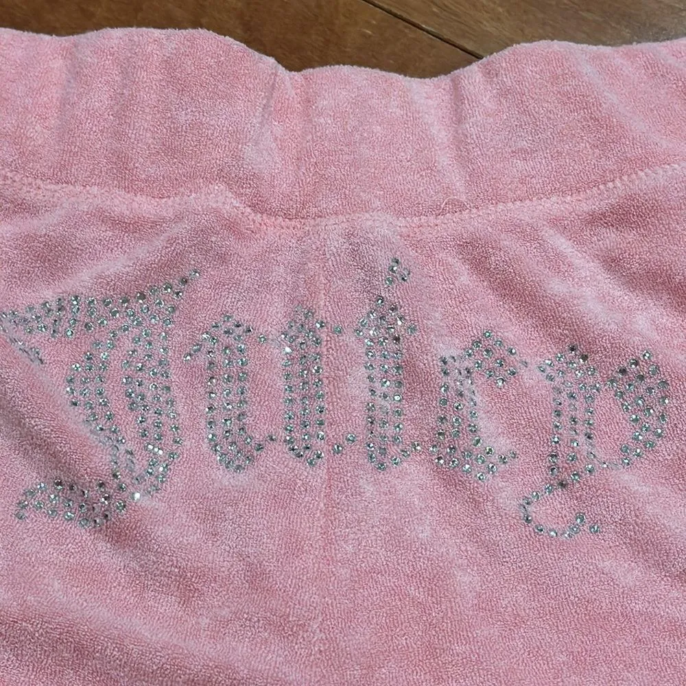 NWT Juicy Couture Women’s Bling rhinestone Towel Terry hoodie Shortie Set Size L - Image 13