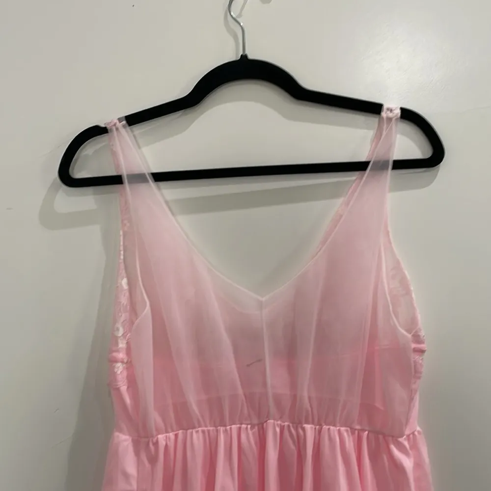 Vintage Montgomery Ward Pink Lace Slip Nightgown Dress Size Large Made In USA - Image 5