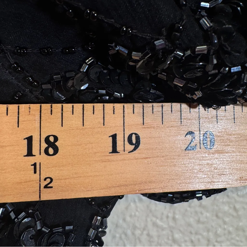 Vintage Stenay Black Silk Beaded Blouse Womens L Short Sleeve Formal Dressy Size L - Image 11