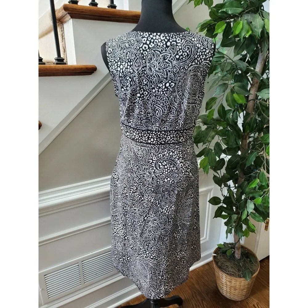 Croft & Barrow Women Multicolor Cotton V-Neck Long Sleeve Knee Length Dress 10 - Image 8