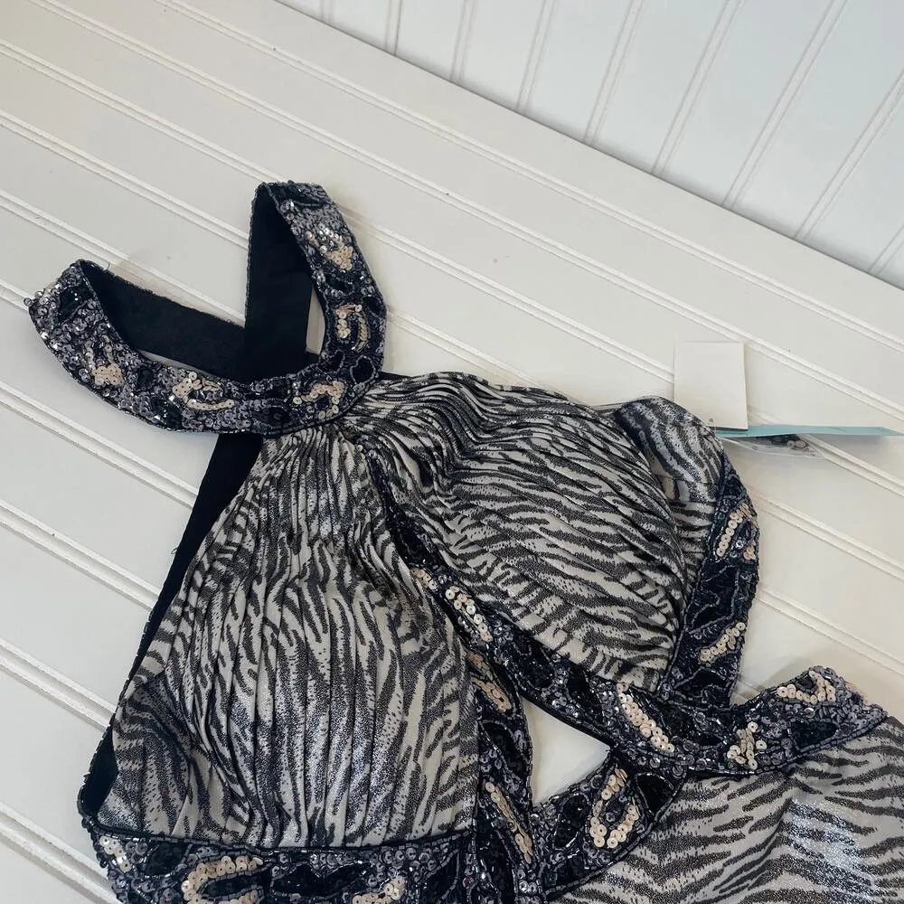 NWT Camille La Vie Animal Print Sequin Halter Open Back Maxi Dress Size 4 - Image 8