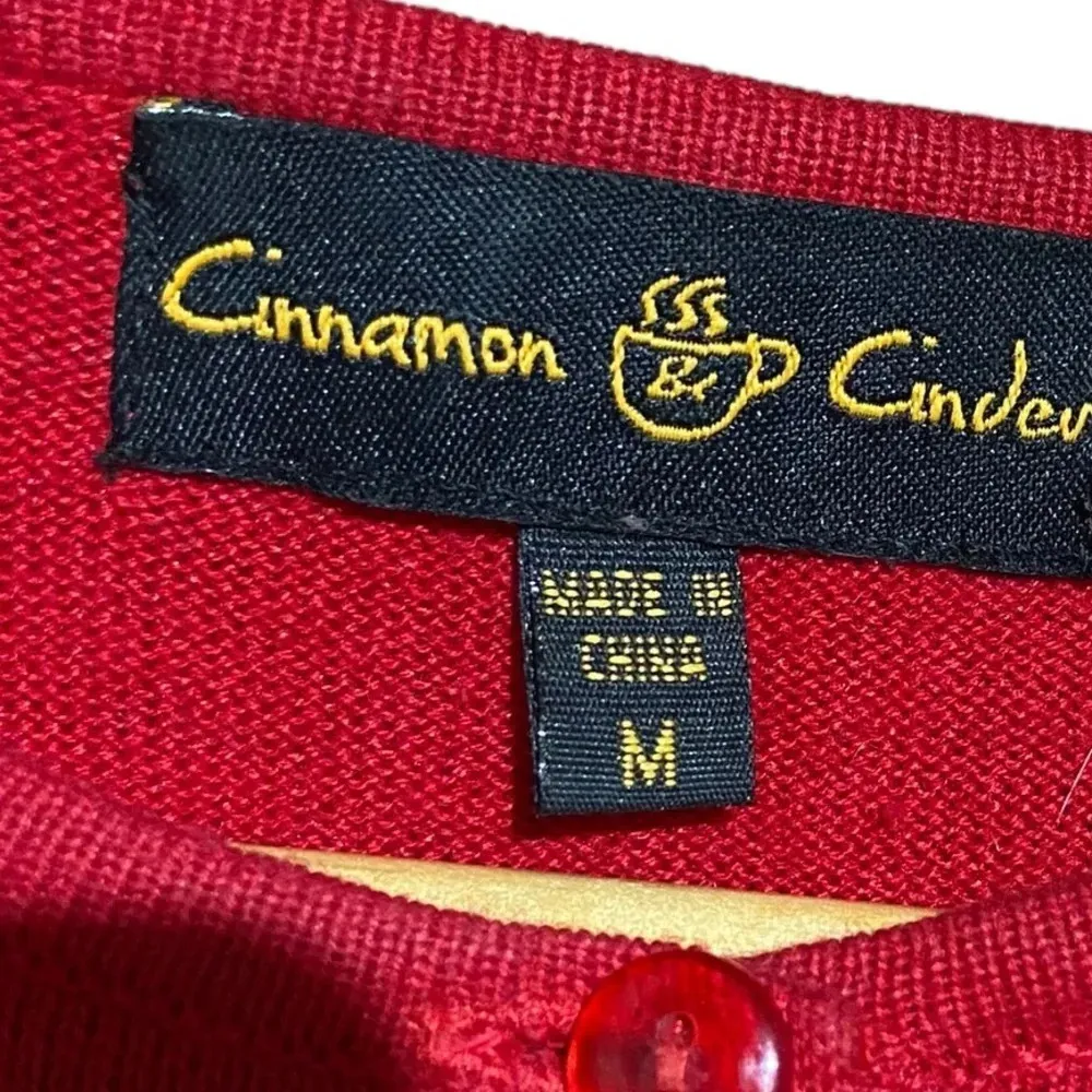 Vintage Christmas Snowman Snowmen Holiday Winter Button Up Cardigan Size Medium Red - Image 8