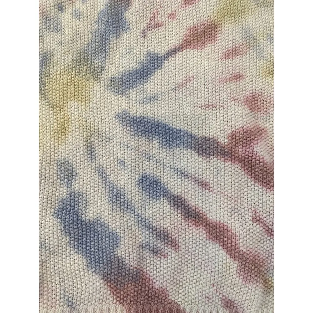 Roolee Tight Knit Tie Dye Sweater EUC Sz L Cotton Colorful Long Sleeves Cropped - Image 12