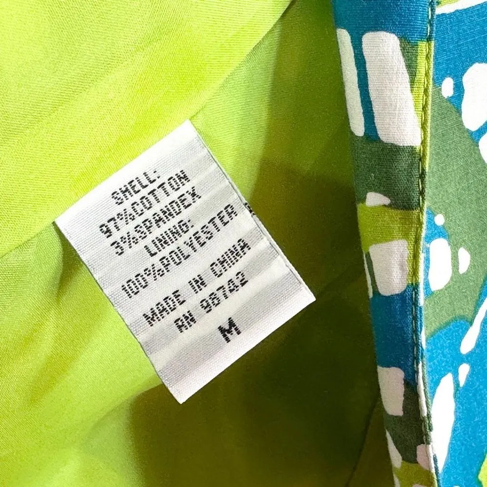 Neiman Marcus Medium Blazer Jacket Blue Green White Lined Open Women Stretch 875 - Image 9