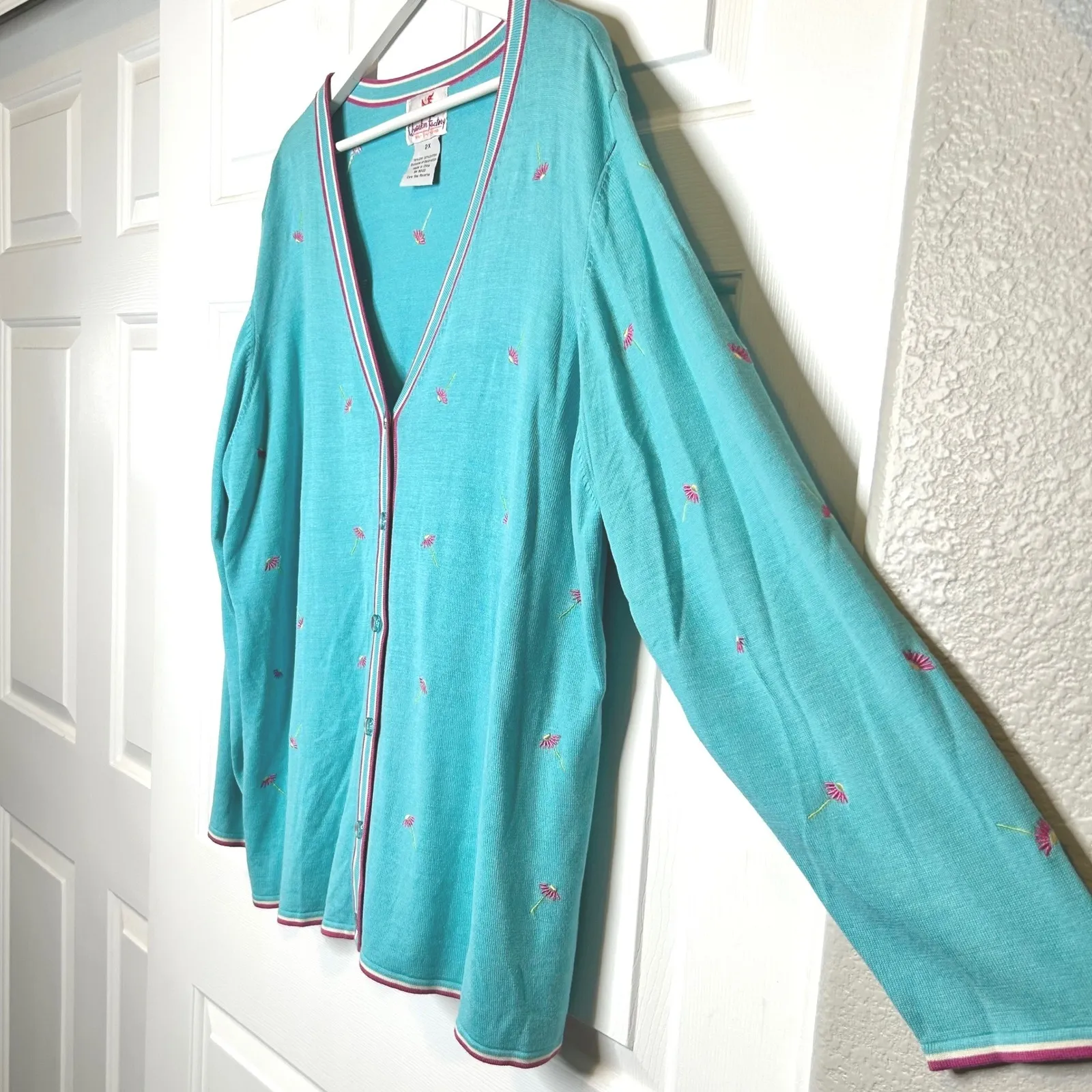 Quacker Factory Vintage Embroidered Sweater Tank Cardigan Set 2X Silk Cotton - Image 3