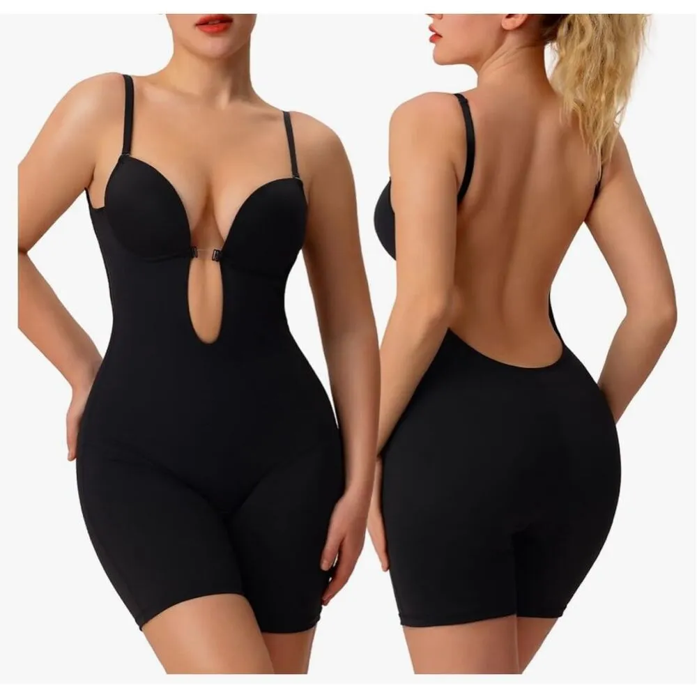 NEW Tummy Control U Plunge Backless Full Shapewear Bodysuit XL Black - Image 4
