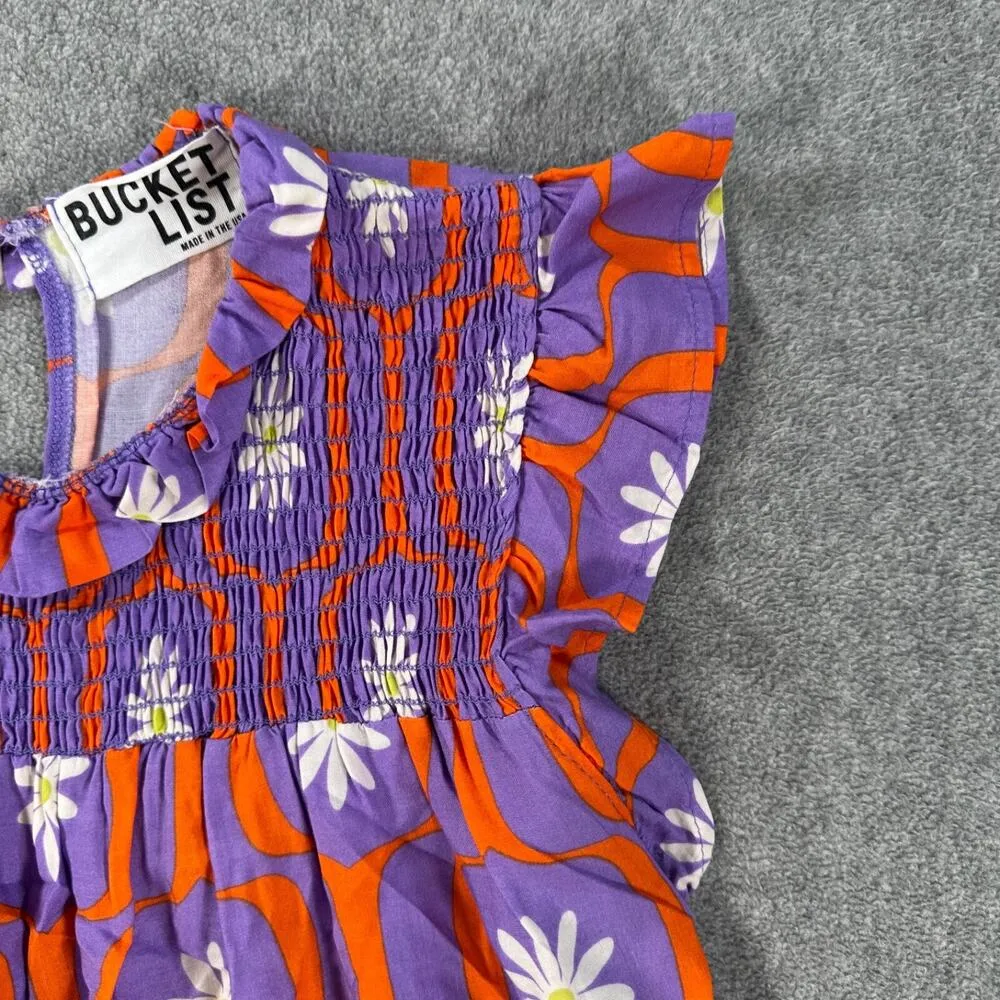 BUCKET LIST Daisy Babydoll Top Women's Small Purple Flutter Sleeve Ruffle Mod - Image 2