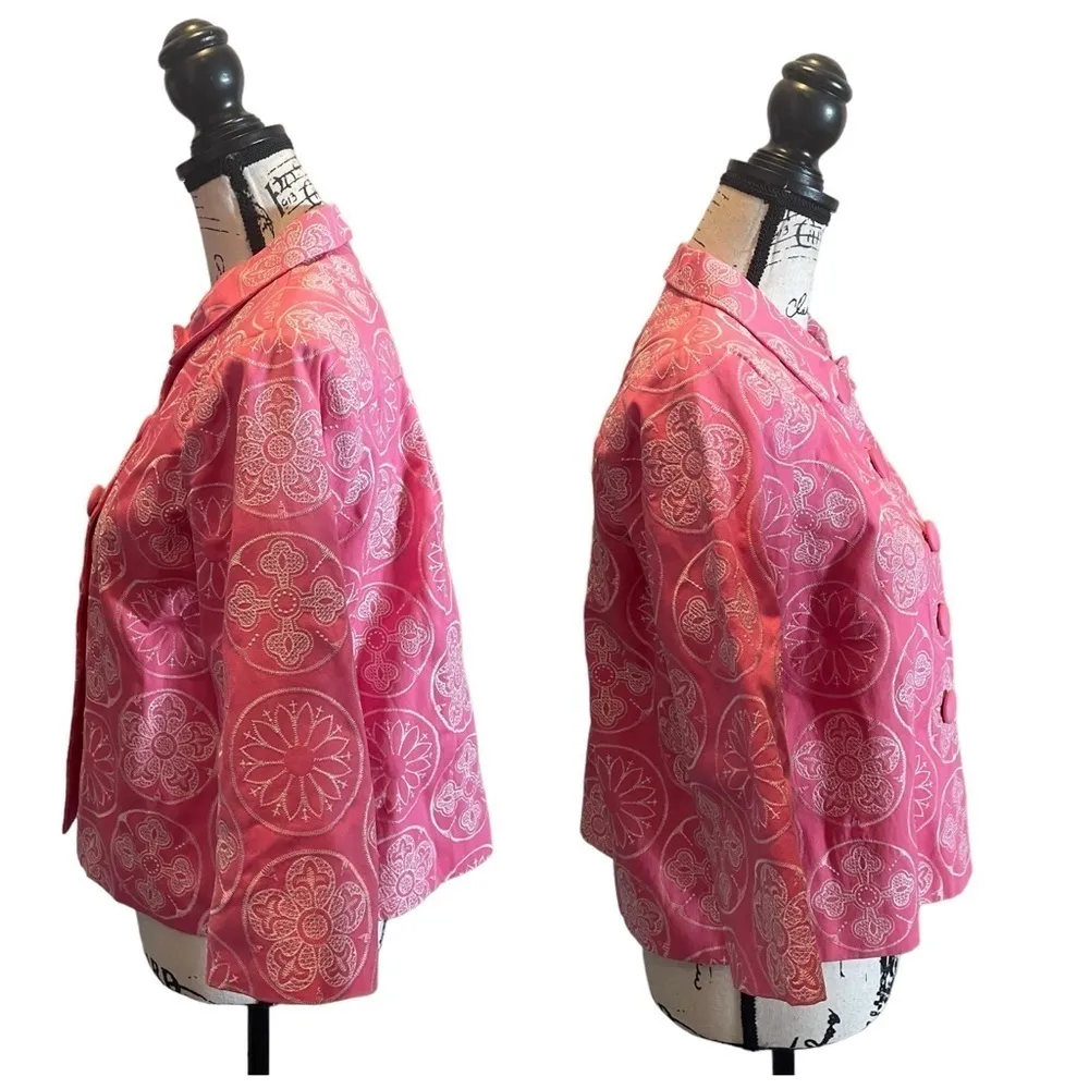 Silkland Petite Embroidered Blazer Jacket Pink Size MP Medium Petite Office - Image 3