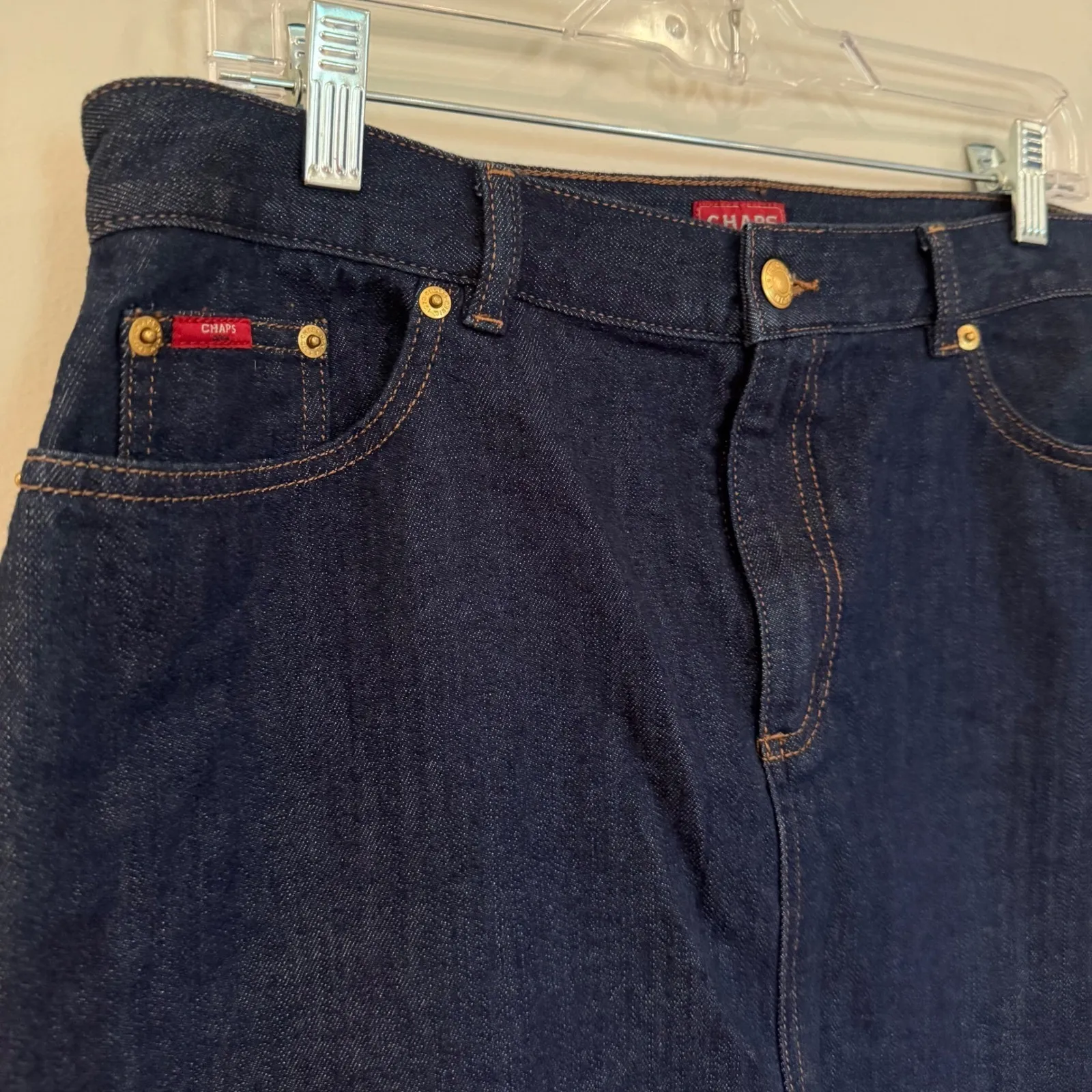 Chaps Mid-Rise Denim Pencil‎ Skirt Womens 12 Dark Rinse Classic Western Preppy - Image 3