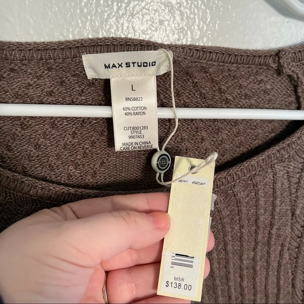 Max Studio Cable Knit Sweater Dress Heather Toast - Image 4