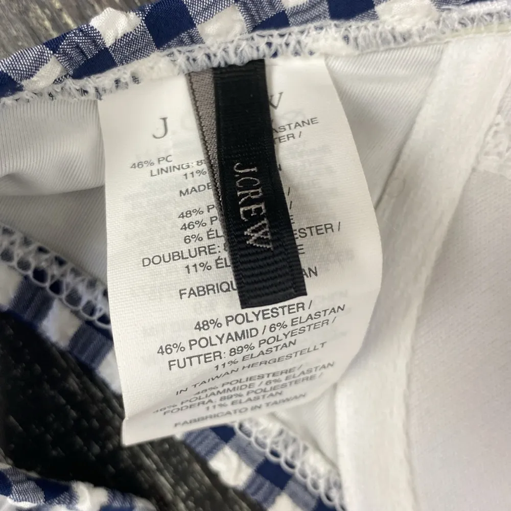J Crew Blue & White Plaid Gingham Seersucker Bikini Swim Bathing Suit Top 34B - Image 4