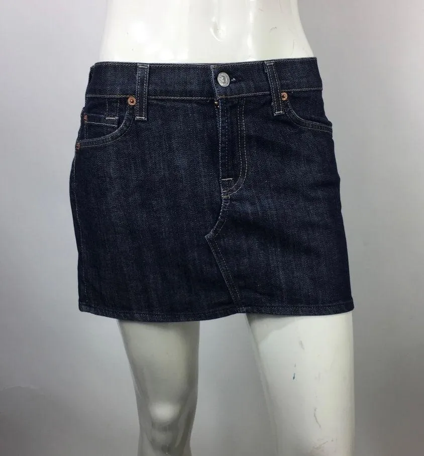 7 for all Mankind Roxanne Mini Skirt Dark Wash 28 - Image 6