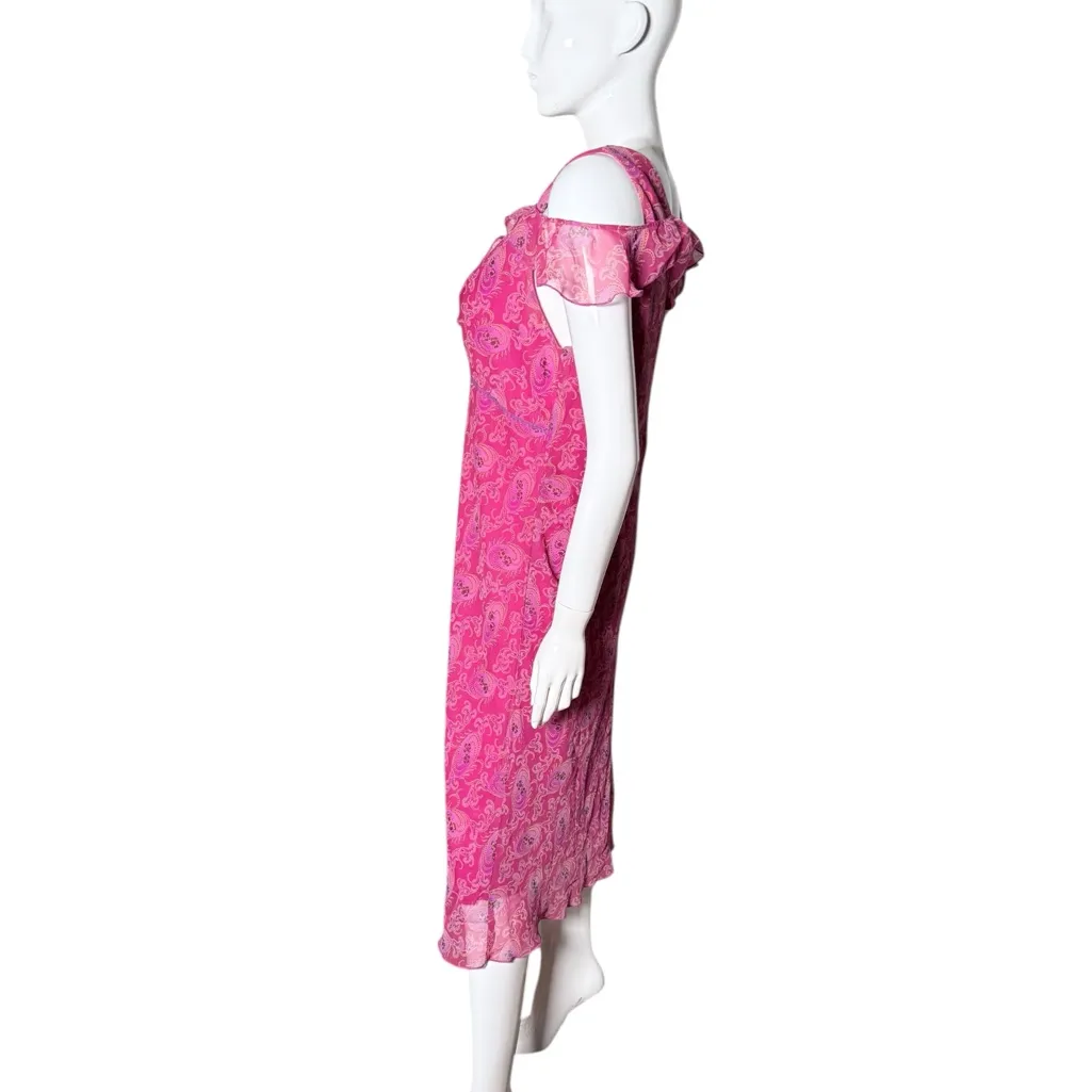 Vintage 90s Pink Paisley Midi Dress 16‎ Fairycore - Image 3