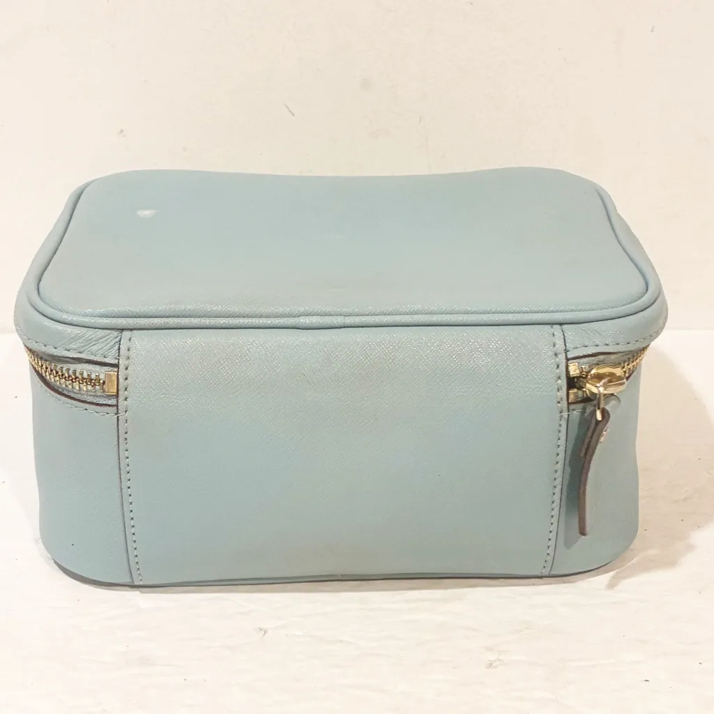Kate Spade Light Blue Full Zip Vanity Makeup Tote Bag Kit - Image 4