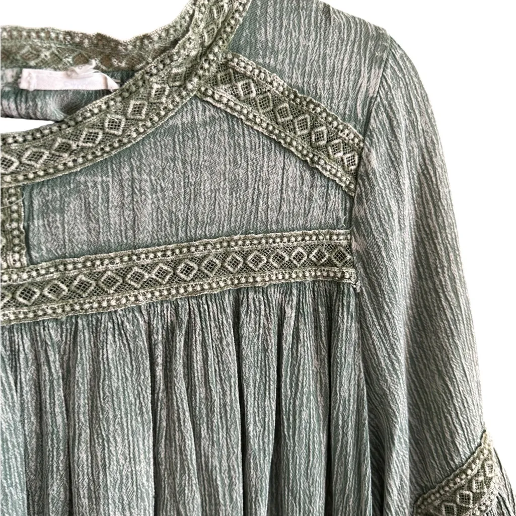 Easel Sage Textured Knit Monochromatic Minimalist Boho Hippie Lagenlook Top Sz S - Image 8
