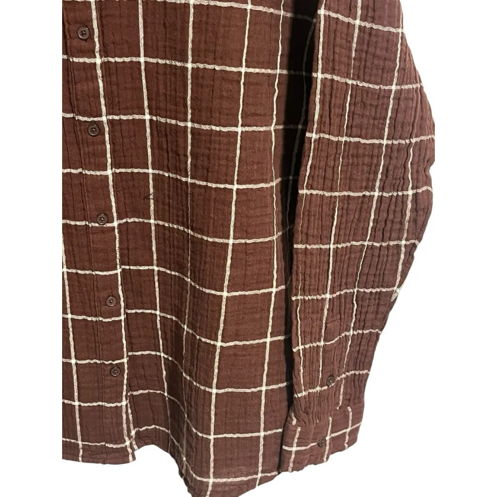 Orvis Every Season Gauze Plaid Shirt Womens XL Brown White Plaid Long Sleeve NWT - Image 5