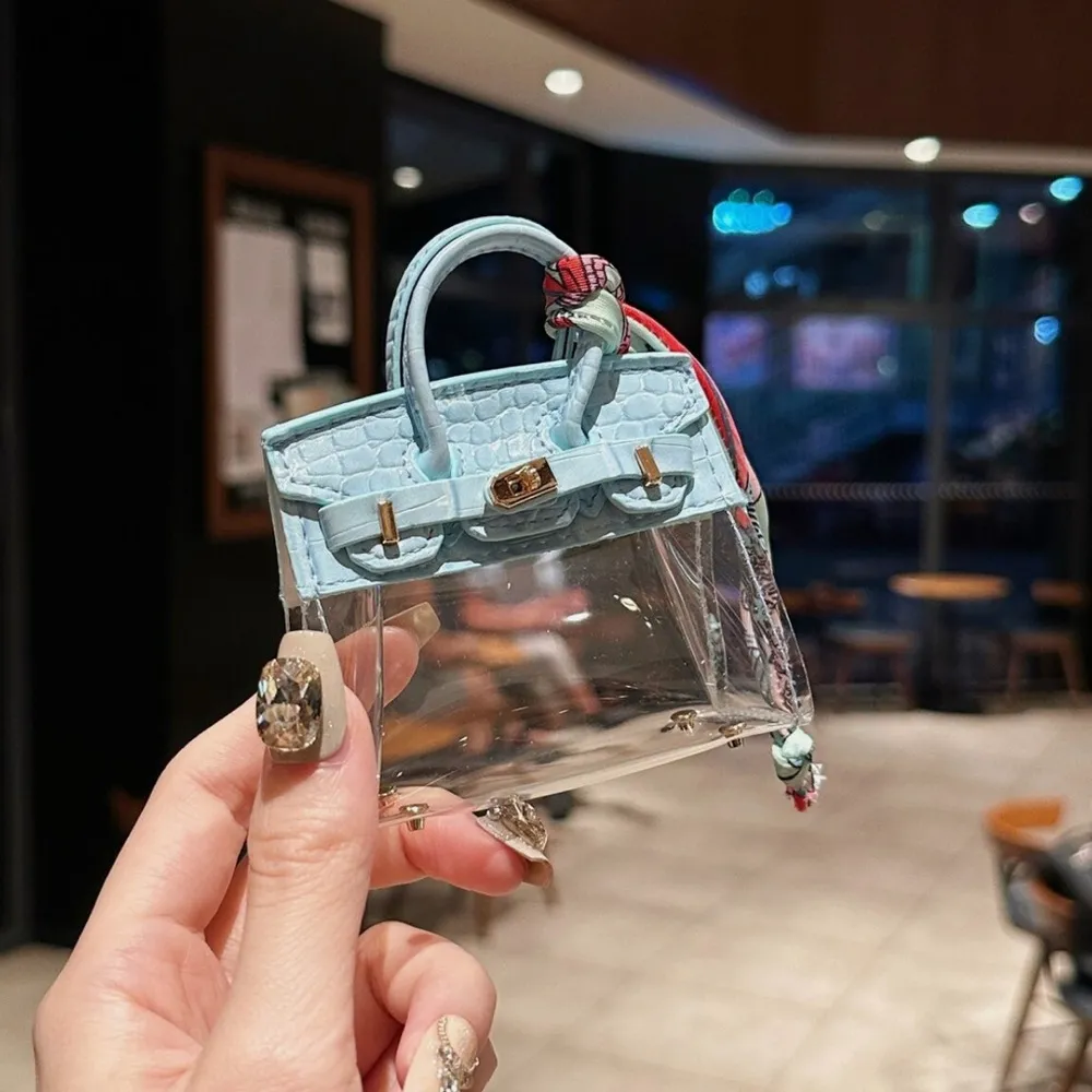 Blue Croc Embossed Twist Lock Bag Charm - Image 3