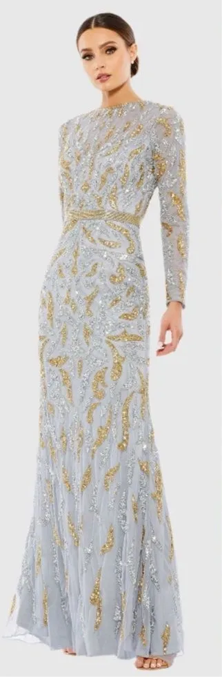 MAC DUGGAL 5124  Beaded Long Sleeve Evening Gown Dress - Image 2