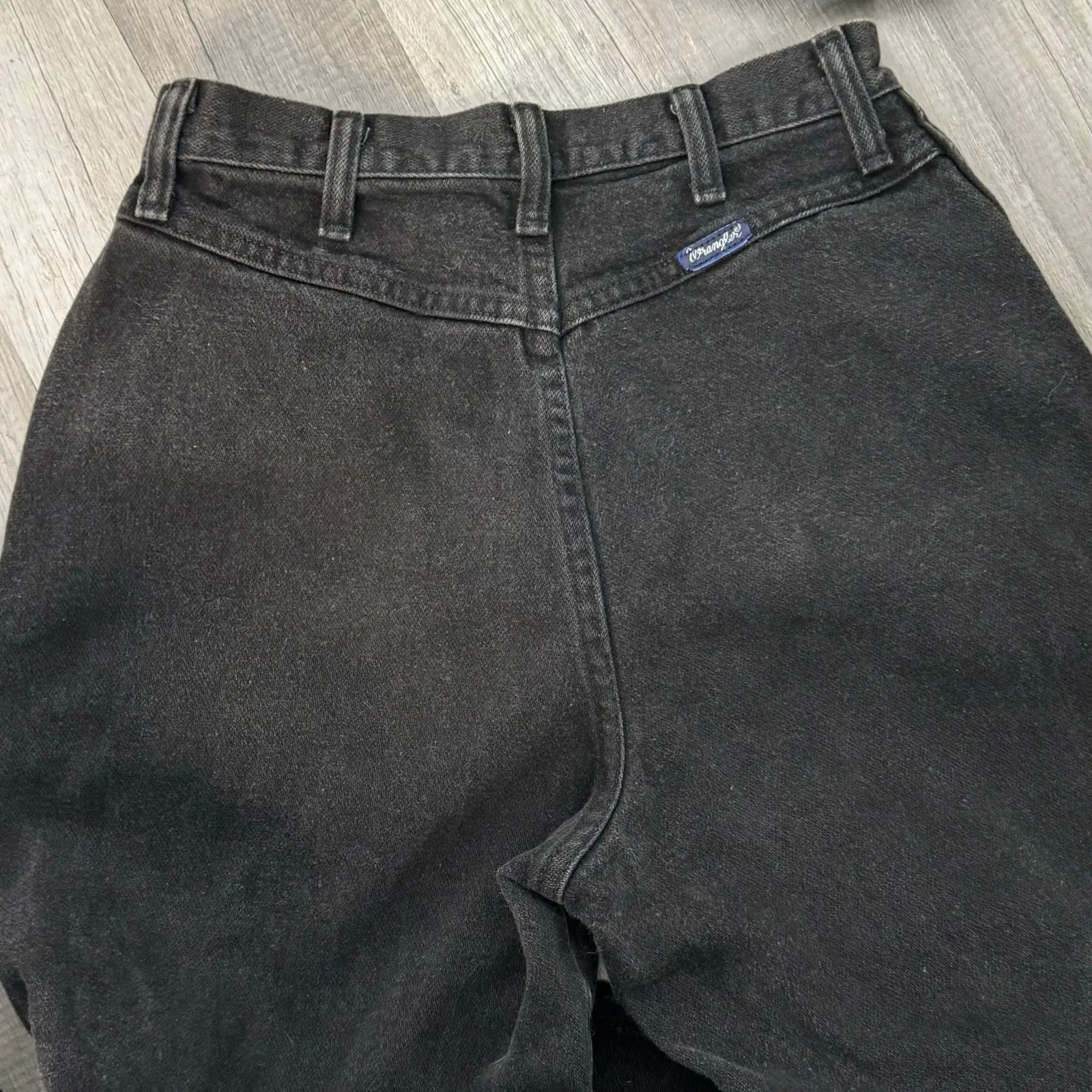 26"X35" Vintage Wrangler Black Back Pocketless Jeans High Waist Western Tall - Image 3