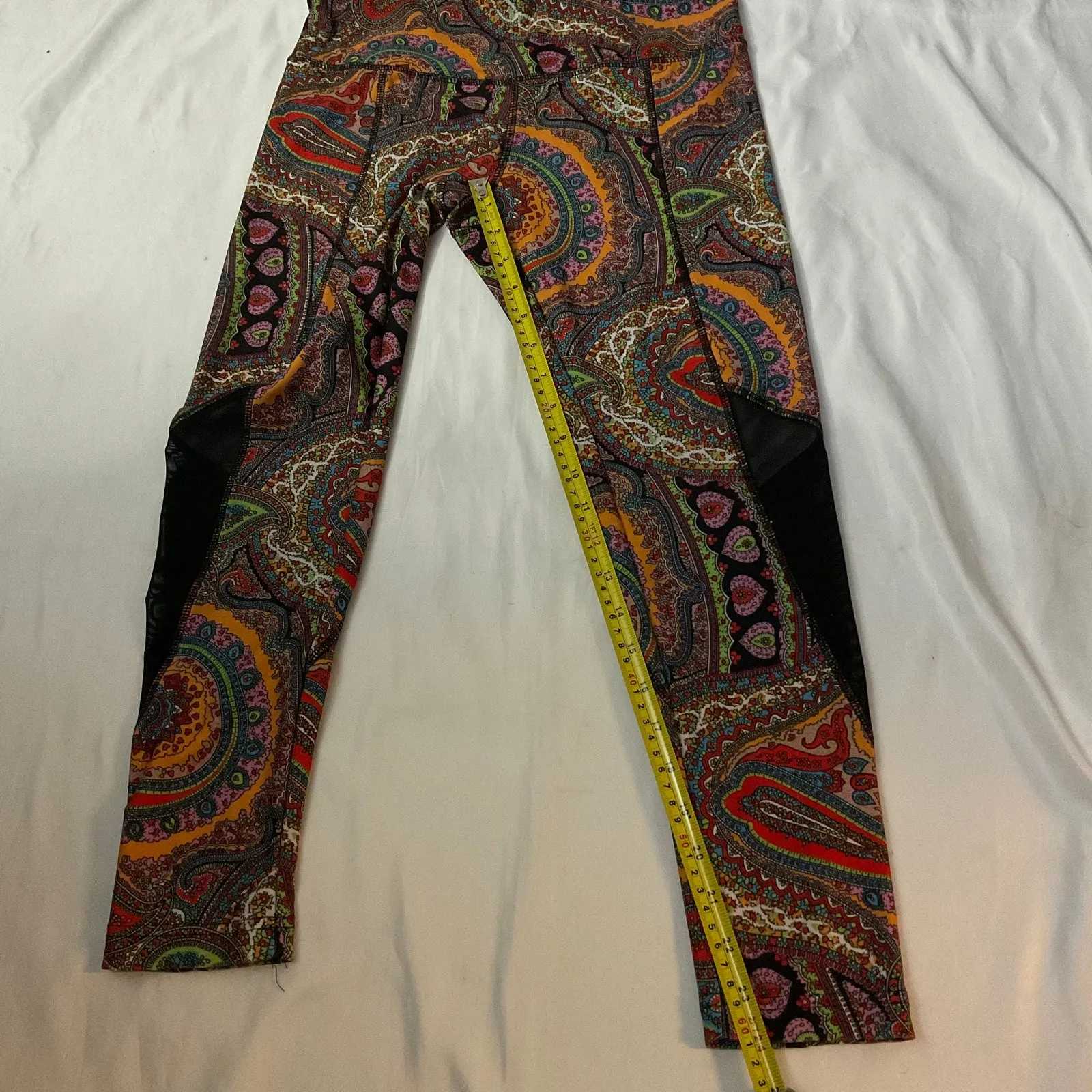 ABS by Allen B. Schwartz Paisley Print Leggings S Boho Athleisure Athletic Sport Red - Image 7