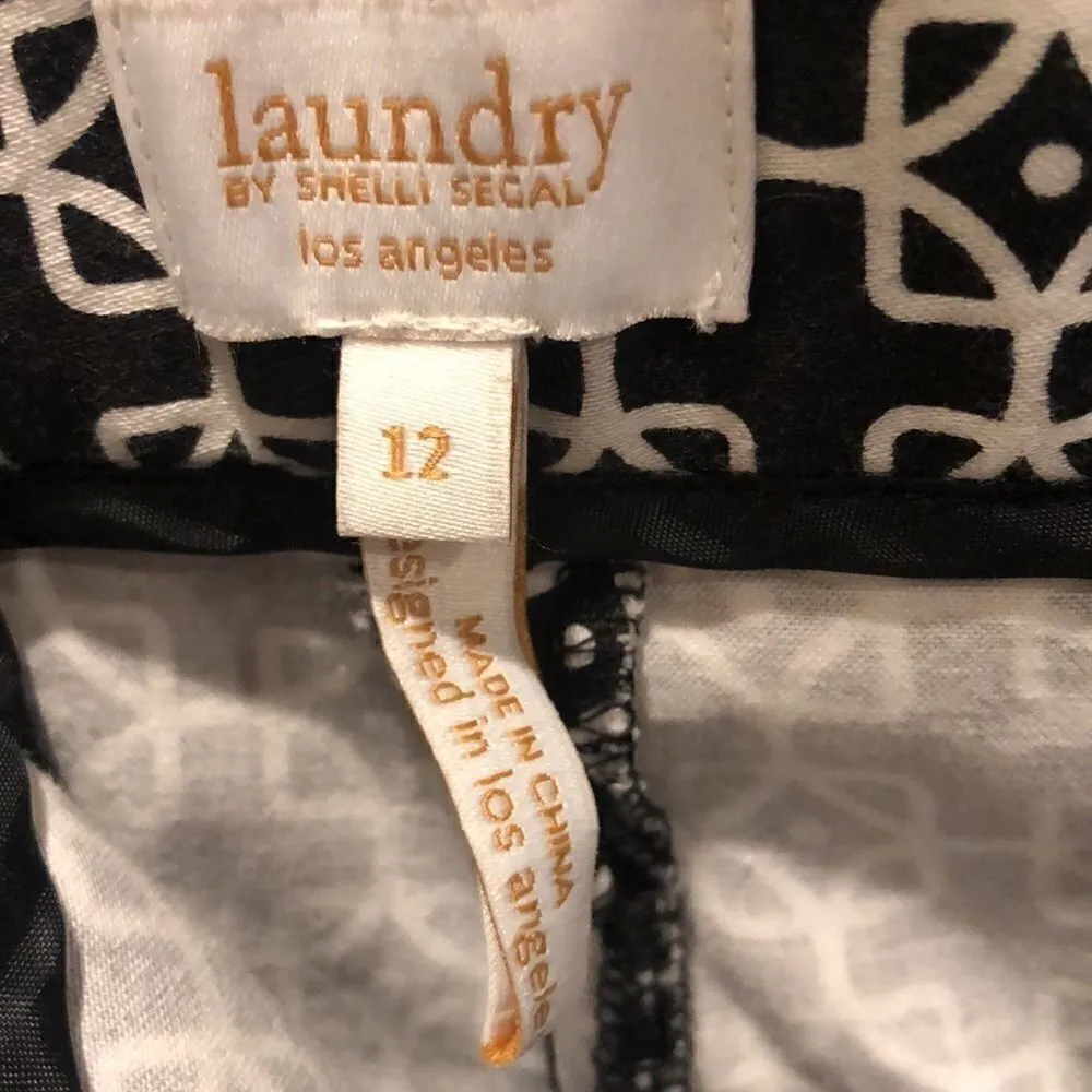 Shelli Segal Laundry Geometric black and white print ankle pants size 12 - Image 9