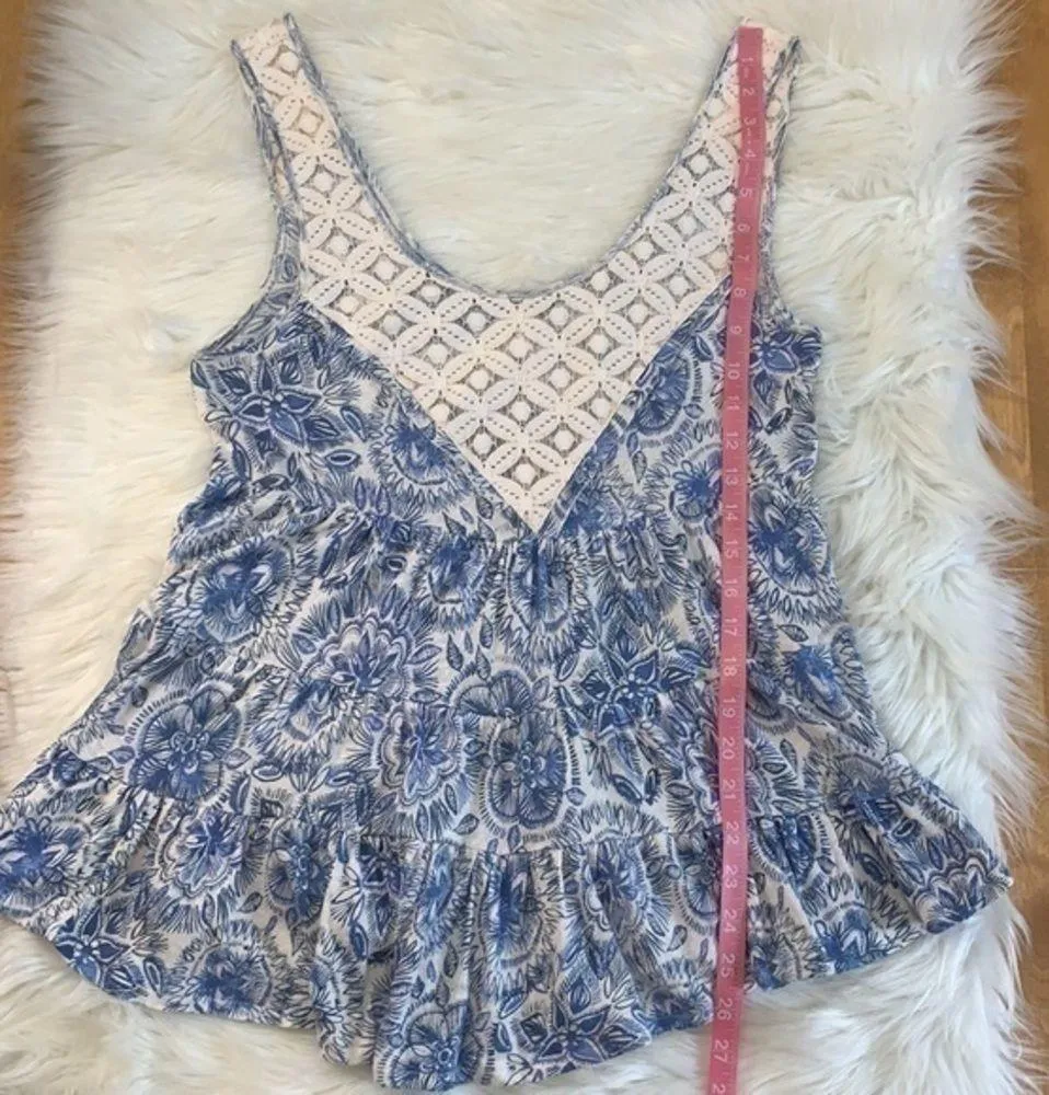 Free People tiered floral crochet lace swing tank - Image 8