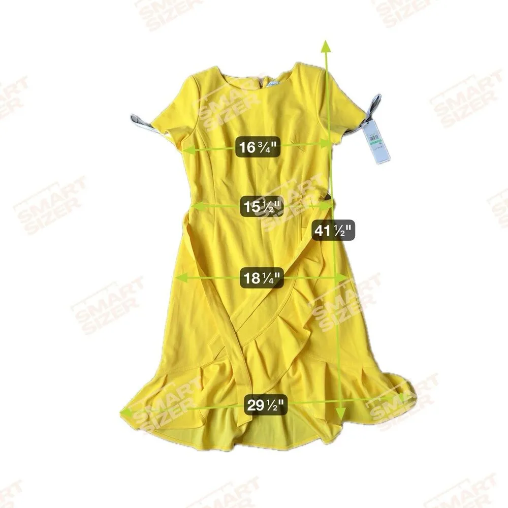 Calvin Klein Size 8 Short Sleeve Belted Ruffle Hem Wrap Mid Length Dress NEW - Image 12