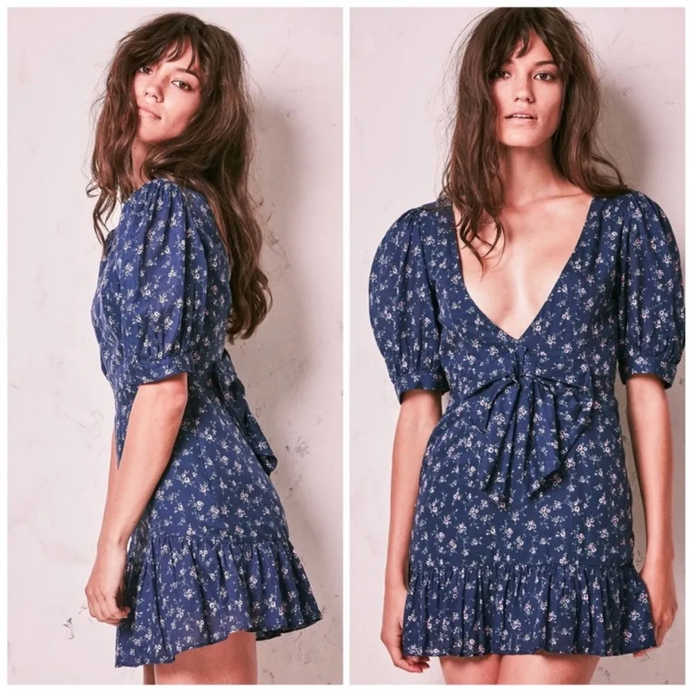 LoveShackFancy Lena Bow Mini Dress in Eventide Ditsy Floral Cottagecore - Image 5
