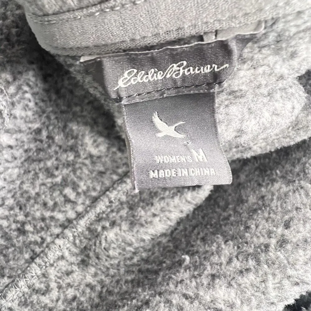 Eddie Bauer Jacket Women medium Gray Flannel Lined Soft shell Hiking Snap Down M - Image 2